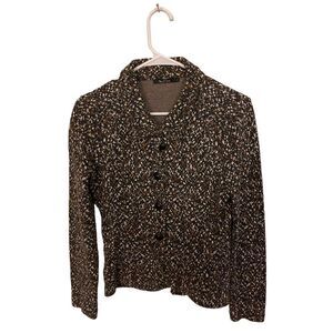 Nic & Zoe Black Brown Knit Button Front Women's Sm Sweater Jacket